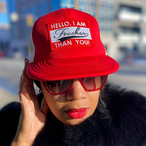 Fresher Nametag Trucker Hat - Red